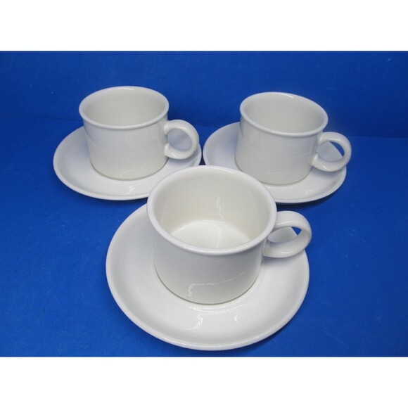 Midwinter Stonehenge Set Of 3 White Cups With Saucers VGC Wedgwood Group - Picture 10 of 10